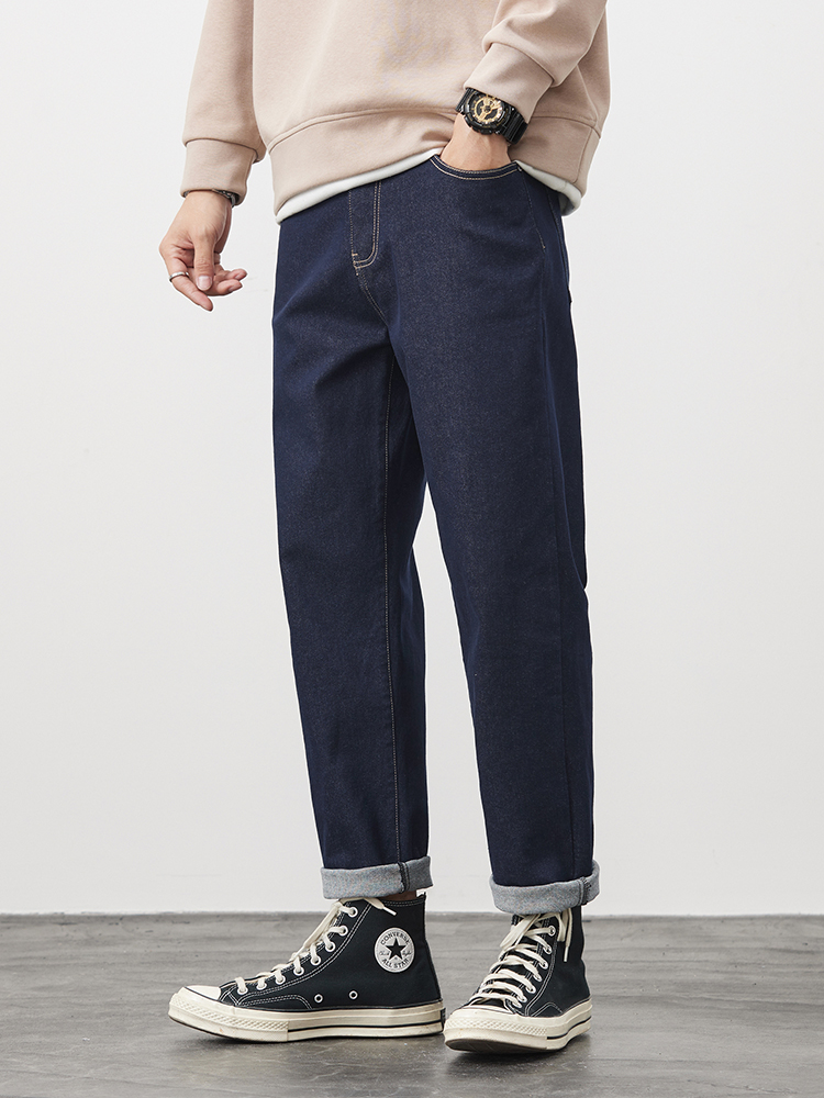2024 Autumn and Winter Jeans Men Straight-leg Loose Casual Trousers K-style Trendy All-Matching Pants Men Trendy 8014