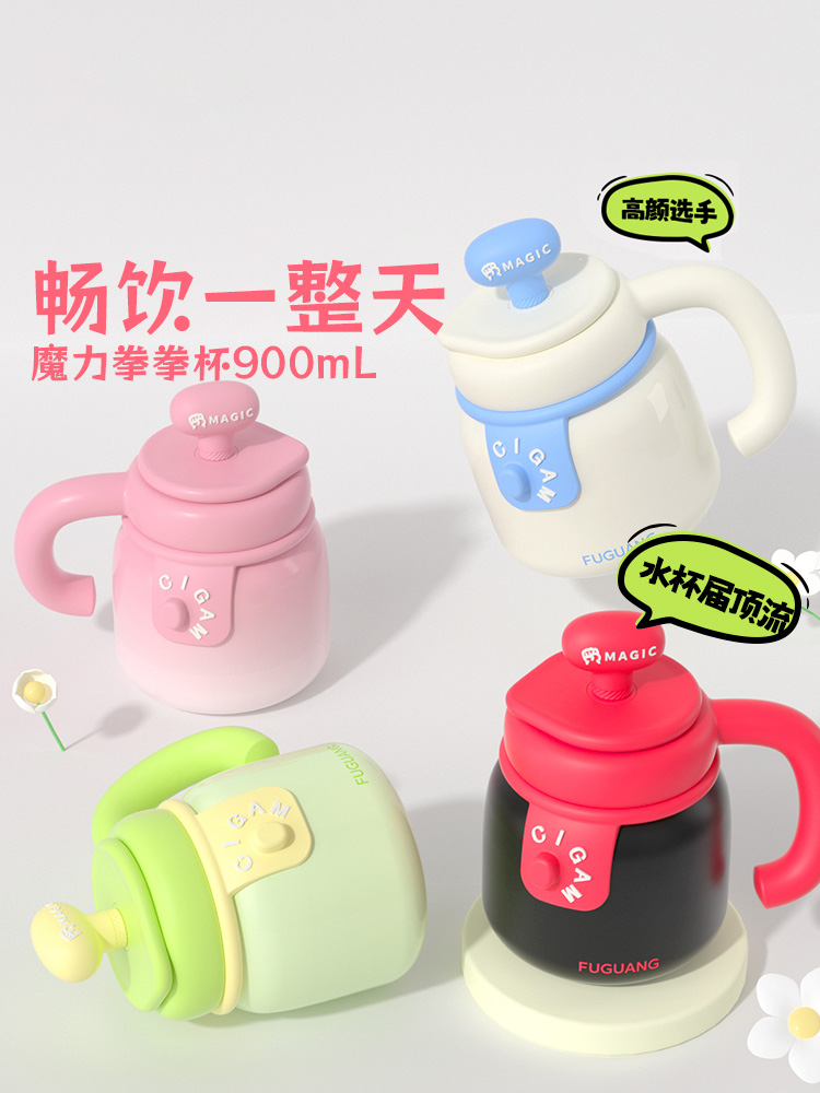 Fuguang Girls Stainless Steel Coffee Thermos Cup with Straw