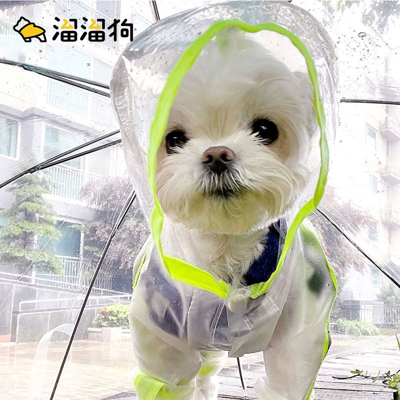 Puppy Dog Raincoat Four-Legged Waterproof All-Inclusive Teddy Bichon Small Puppies Pet Rain Poncho Hippie Dog Clothes