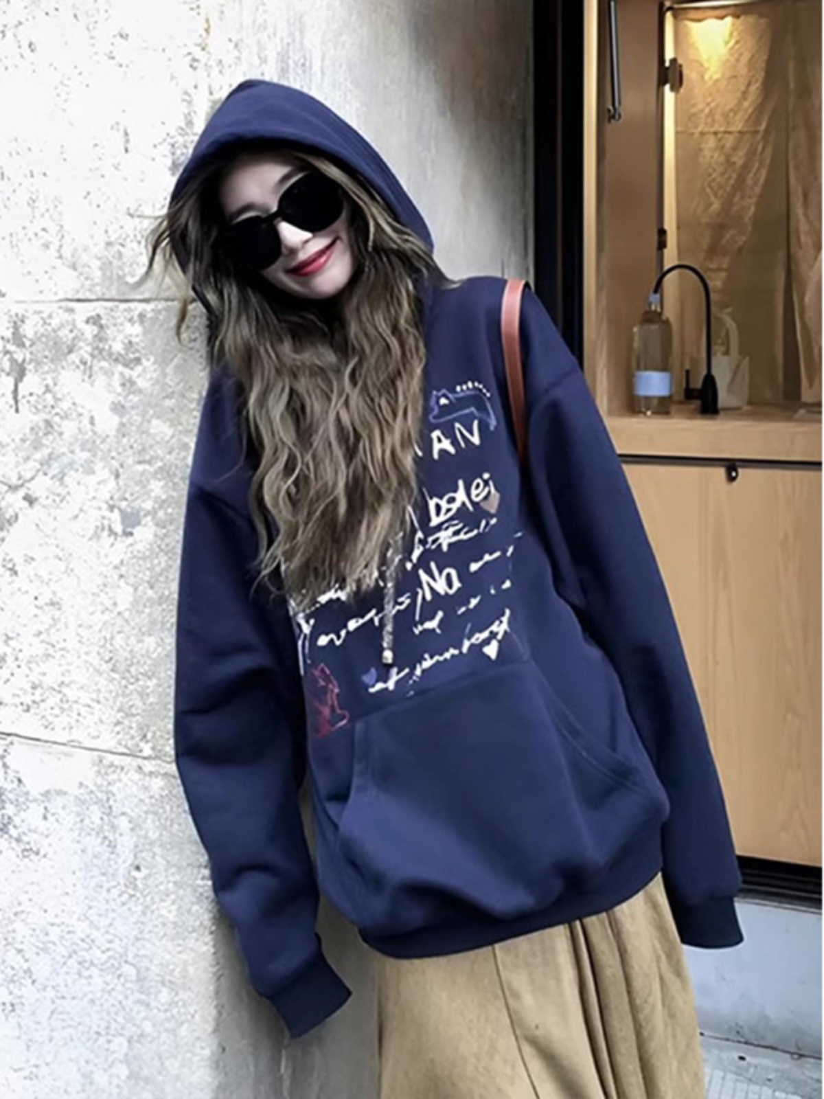 Idle Style Letters Printed Hoodie Female 2025 New Arrival Best Selling Spring and Autumn Loose Mid Length Long Length Long Sleeves Tops