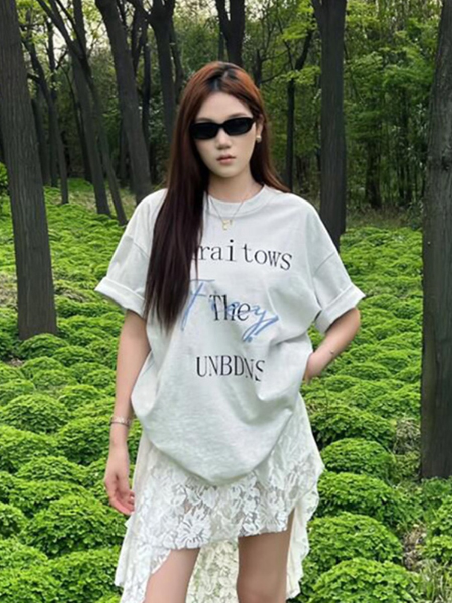 Korean Style Unique Chic and Beautiful Short Sleeve T-Shirt Summer New Arrival Small American Sweet and Spicy Slim Looking Small Top