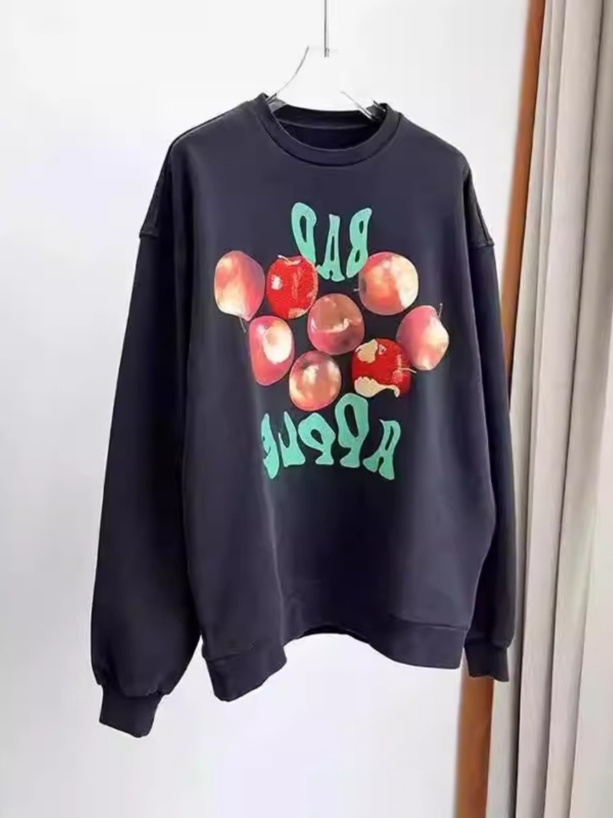 Fashion Fruit Printed Loose Slimming round Neck Sweatshirt Female Spring & Fall 2025 New Versatile Long Sleeves Lazy Style Top