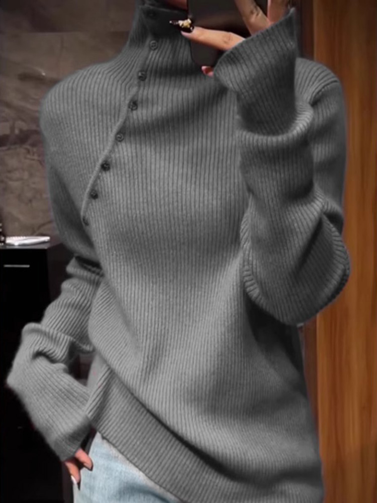 2025 Spring New Arrival Gray Turtleneck Base Knit Sweater - High-End Slimming Versatile Inner Wear