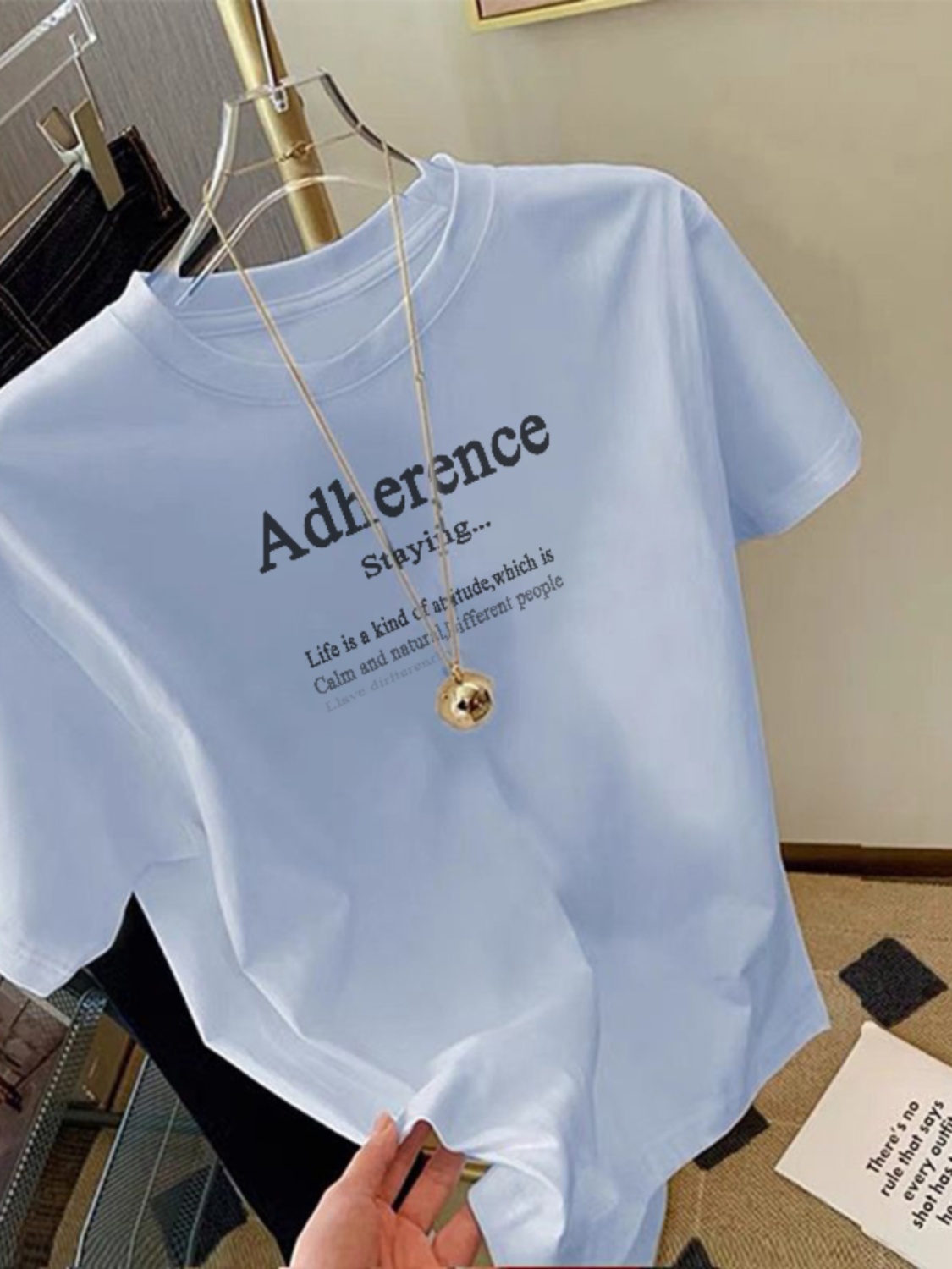 American Pure Cotton Short Sleeve T-Shirt Women's Summer Fashion Western Style Printed Slimming T-shirt Basic Style Popular All-Matching Tops