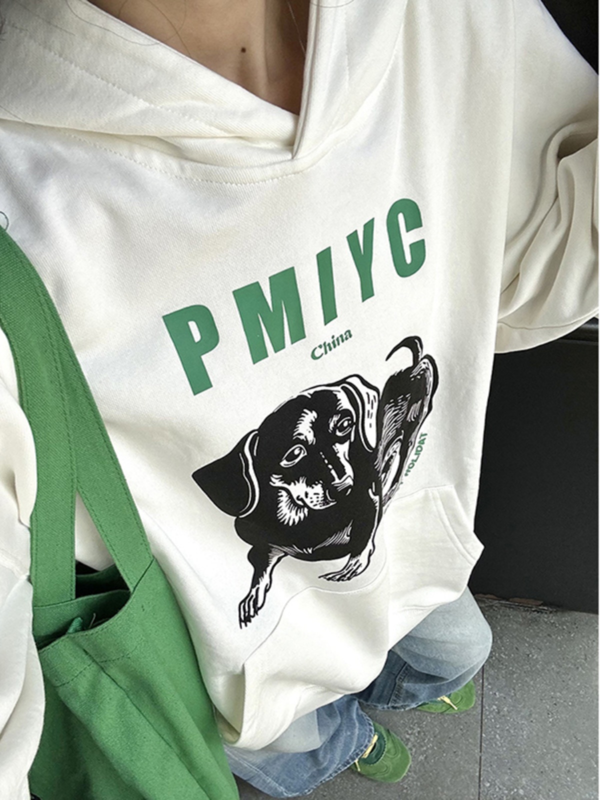 White Sausage Dog Printed Hoodie Female Spring & Fall 2025 New Fashion Casual Easiest for Match Fancy Tops Tide