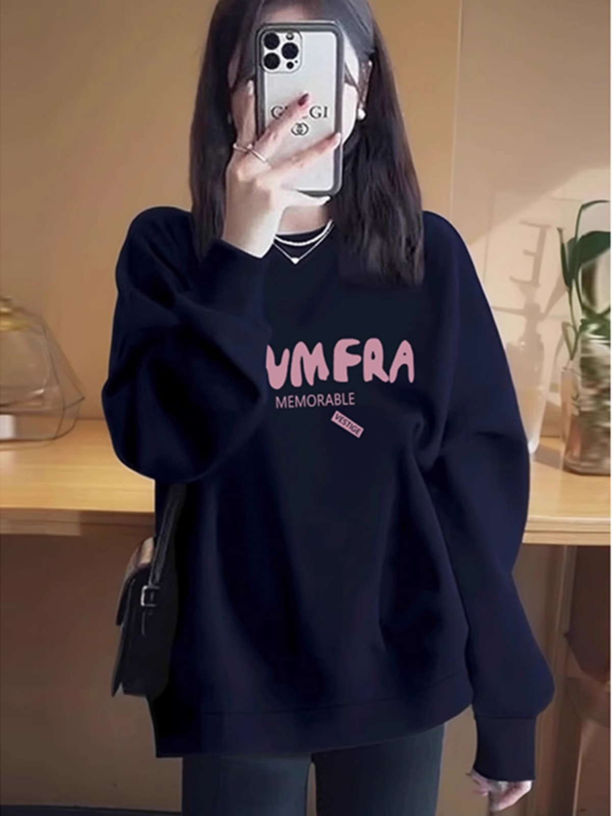 American round Neck Sweatshirt 2025 New Arrival Spring & Fall Thin Spring and Autumn Fleece Thickened European Goods Oversized Loose Coat Top