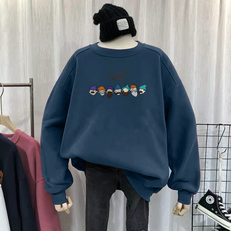 Loose Large Size Thickened Crew Neck Sweater for 200 Plump Girls