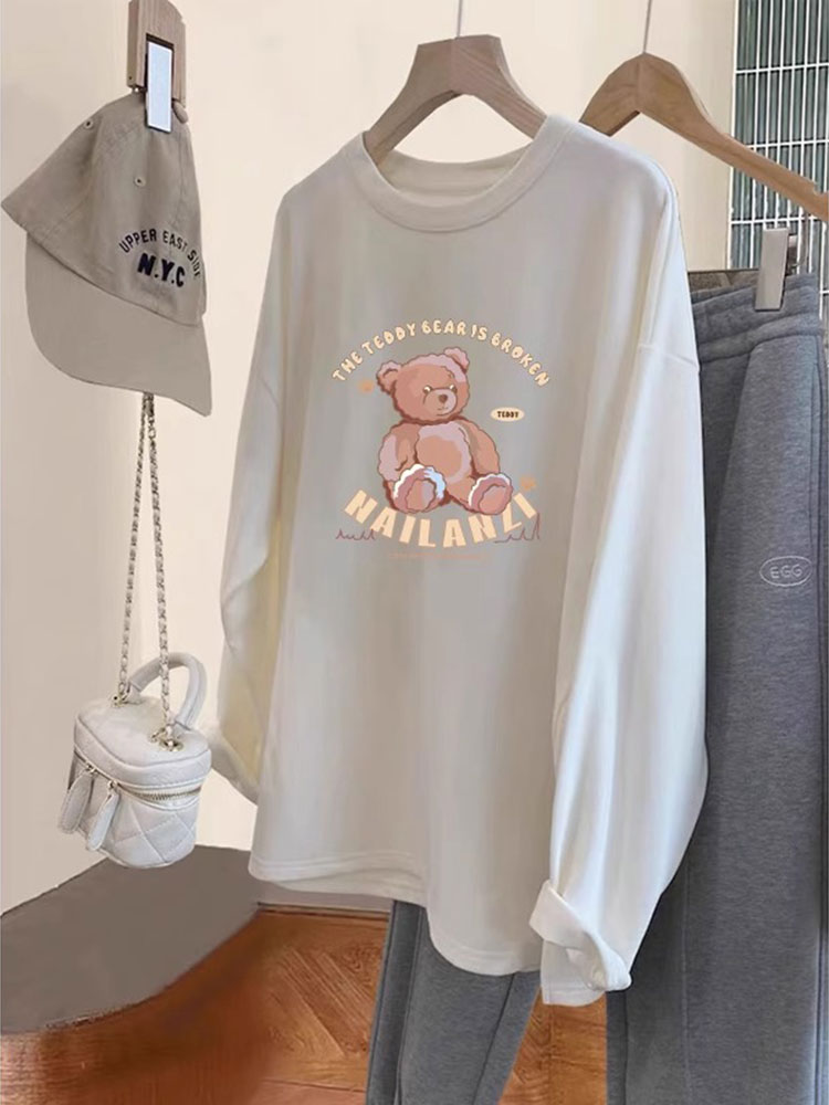 2025 New Arrival Bottoming Shirt Dralon Early Spring and Autumn Mid Length Long Length Long Sleeves T-Shirt Women's Inner Wear Loose Fleece-Lined Casual Tops