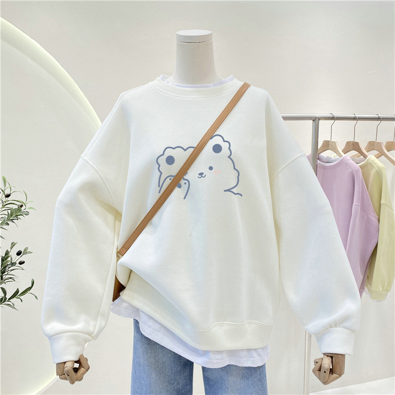 White Sweatshirt plus Size Thickened Stitching Loose False Two Pieces