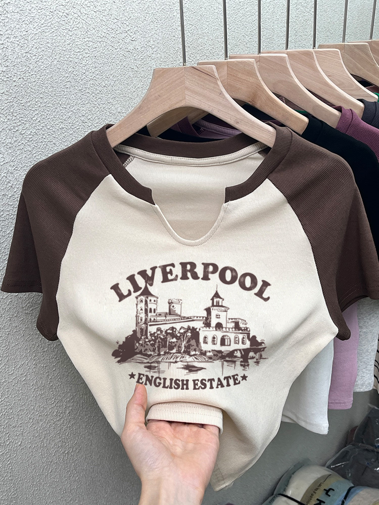 American Retro Summer Pure Cotton Slim Looking Fashion Brand T-shirt Female Stylish Niche Plus Size Ladies Oversize Cover Belly Anti-Aging Top