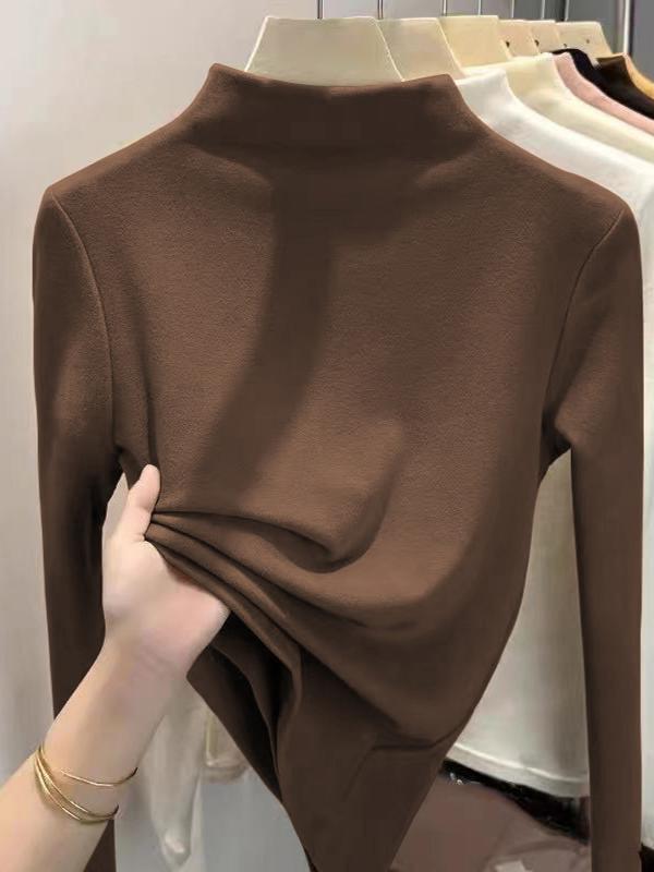 2025 New Arrival Half Turtleneck Dralon Bottoming Shirt Plus Size Plus Size Ladies Long Sleeves T-shirt Female Fall and Winter Inner Wear Thermal Top