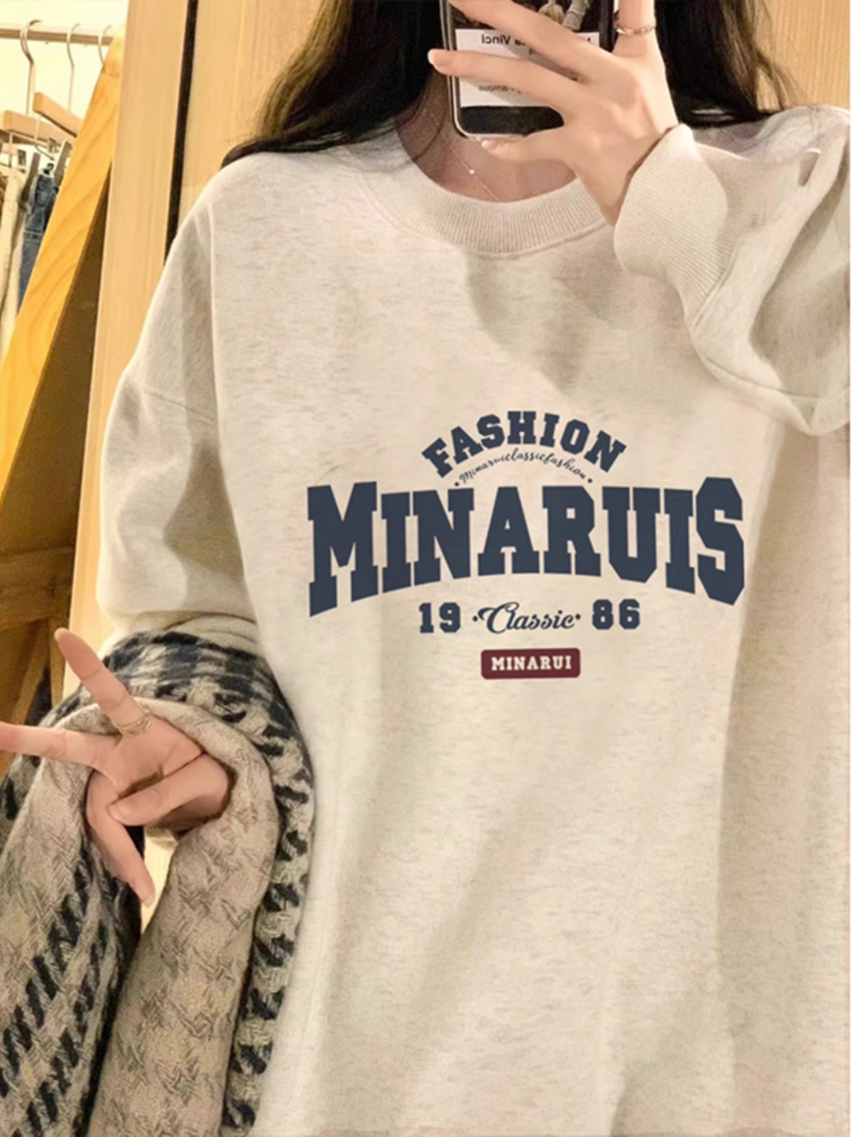 Plus Size Korean Style Idle Style round Neck Fleece-Lined Sweater Female 2025 Fall and Winter New Arrival Best Selling Loose Oversize Tops