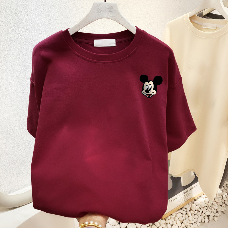 Mickey Loose Plus Size Ladies Brushed Thickened Short-Sleeved T-shirt