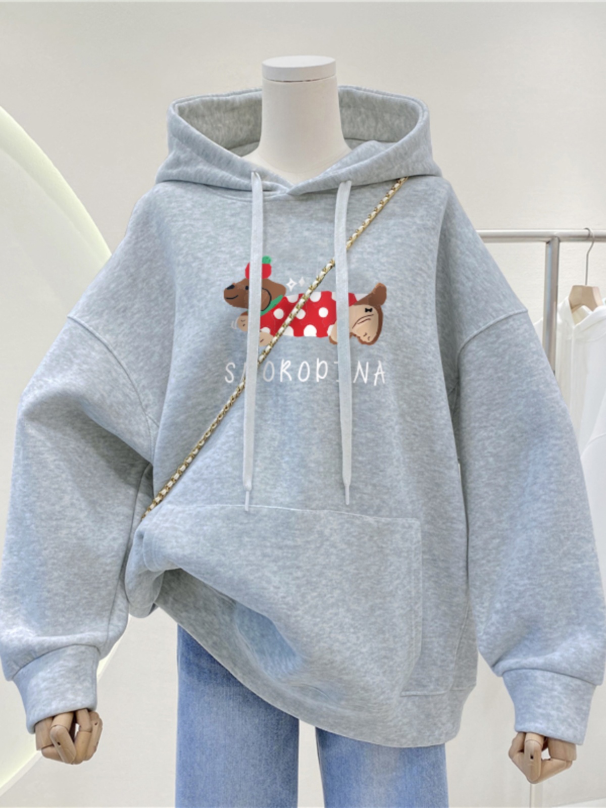 Hooded Fall and Winter Plus Size Brushed Hoody Female 2025 New Arrival Best Selling Christmas Red Outwear Plus Size Ladies Baggy Coat Outwear Tide