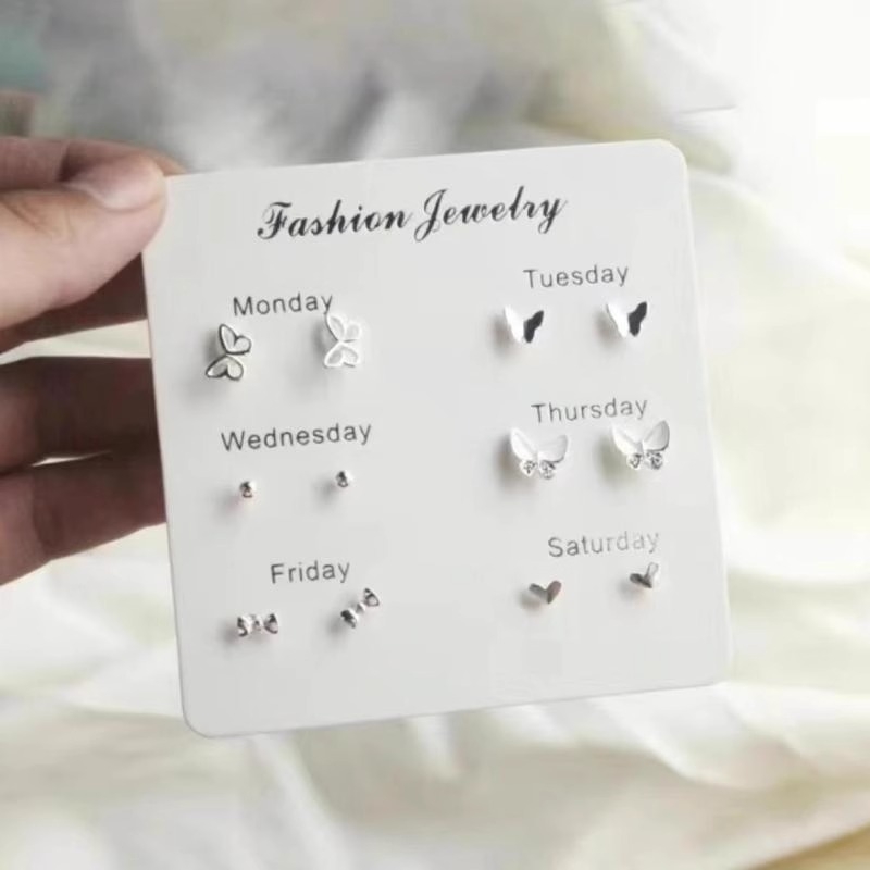 Women's Sterling Silver Set Student Minimalist Petite Earrings