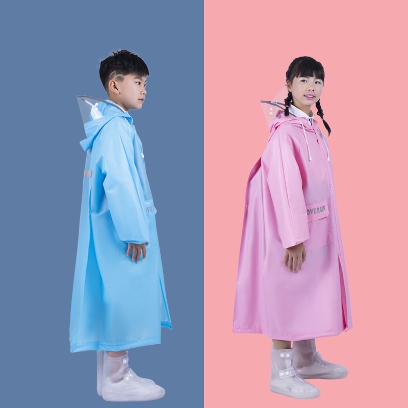 Kids Raincoat Boy Middle School Student Body Waterproof Girl Baby Poncho Separates Rainproof Cycling School Reflective
