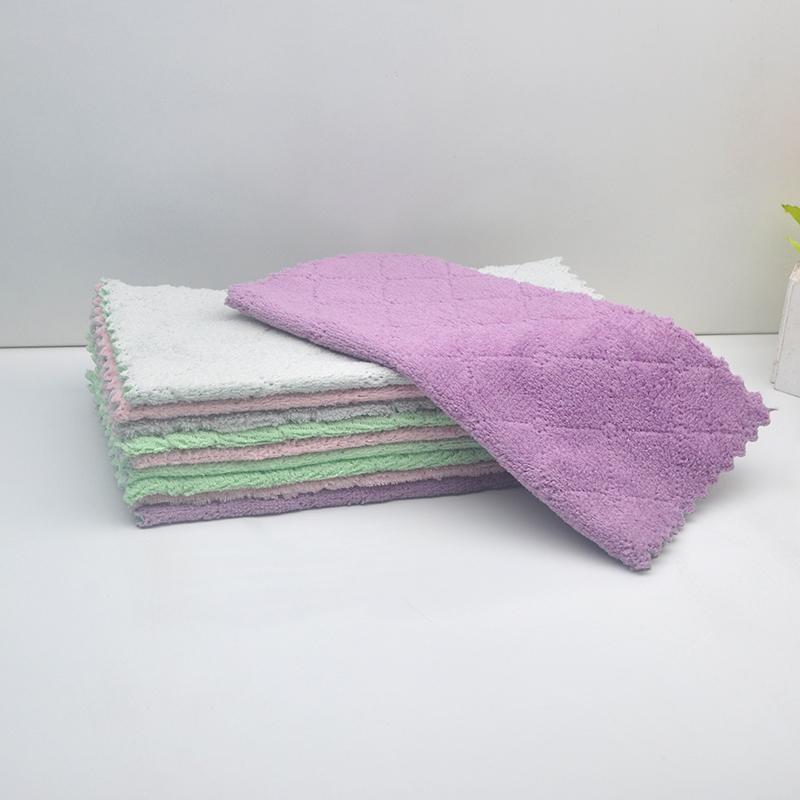 [3 Yuan for 3 Pieces] 1 Piece of Coral Velvet Rag and 1 Piece of Bamboo Charcoal Rag and 1 Piece of Stripes Rag Kitchen Dishcloth