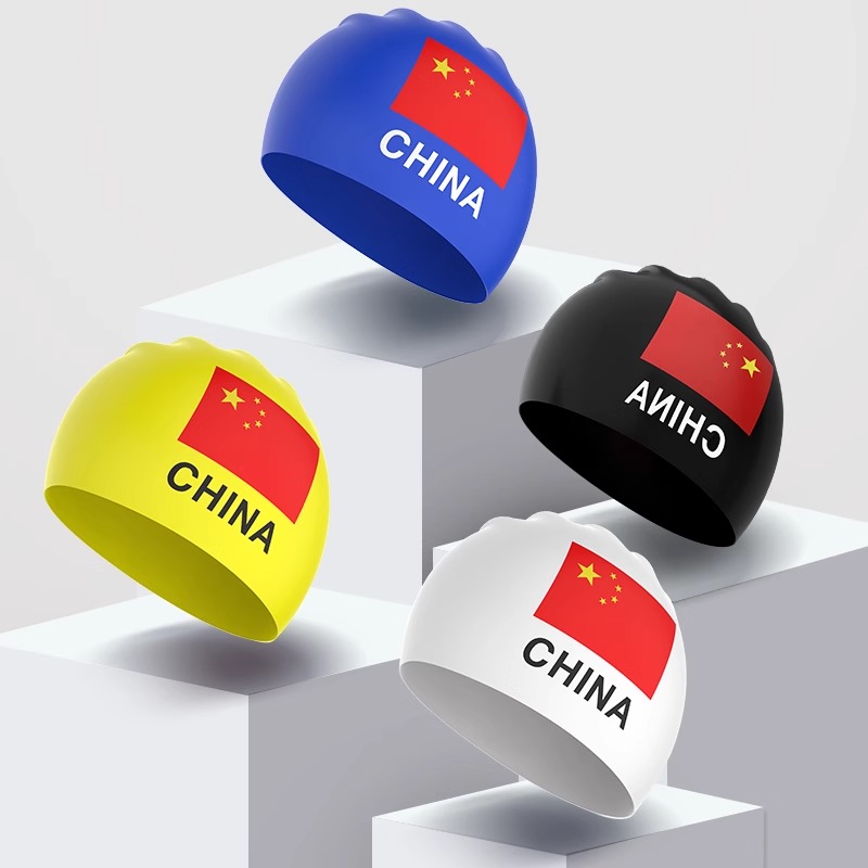 Male and Female Long Hair Professional Ear Protection Large Size Flag Swim Cap