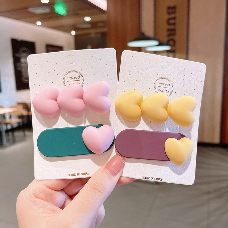 [6 Yuan 3 Pieces] Love Heart-Shaped Hairpin 2 Pieces + Simple Hair Clip 3 Pieces + High Ponytail Small Hairclip 1 Piece