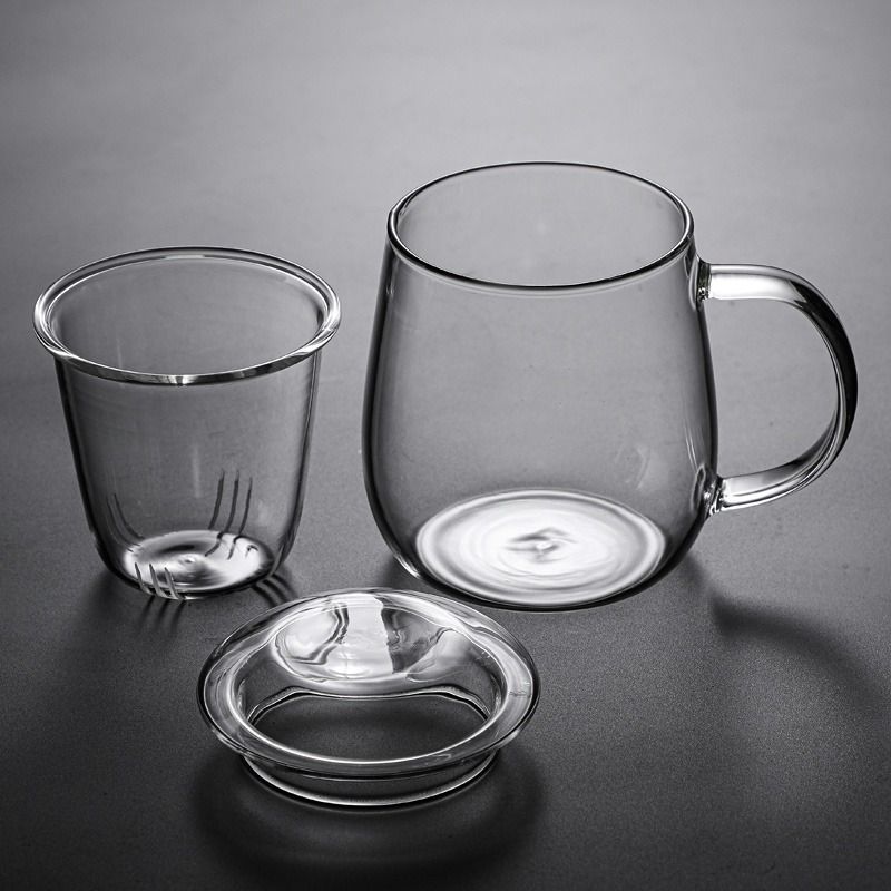 Glass Tea Cup Heat-Resistant Home Tea Brewing Cup Filter Scented Tea Cup Water Cup Office Cup Tea Water Separation Men's and Women's Glass