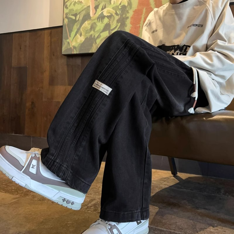 Stripes Casual Pants Men's Autumn and Winter Fashion Brand American Wide-Leg Pants 2025 New Arrival Loose Straight-leg Washed Casual Pants