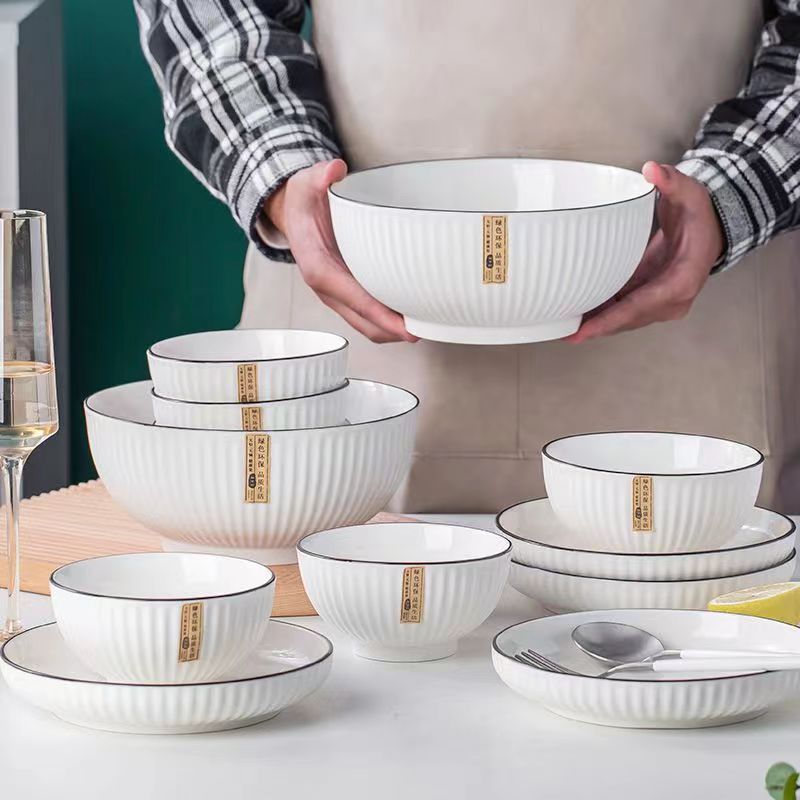 2024 New Arrival Bowl Plate Set Household Plate Bowl Porcelain Bowl Rice Bowl Pottery Porcelain Bowl Dish Underglaze Color High Temperature Exquisite