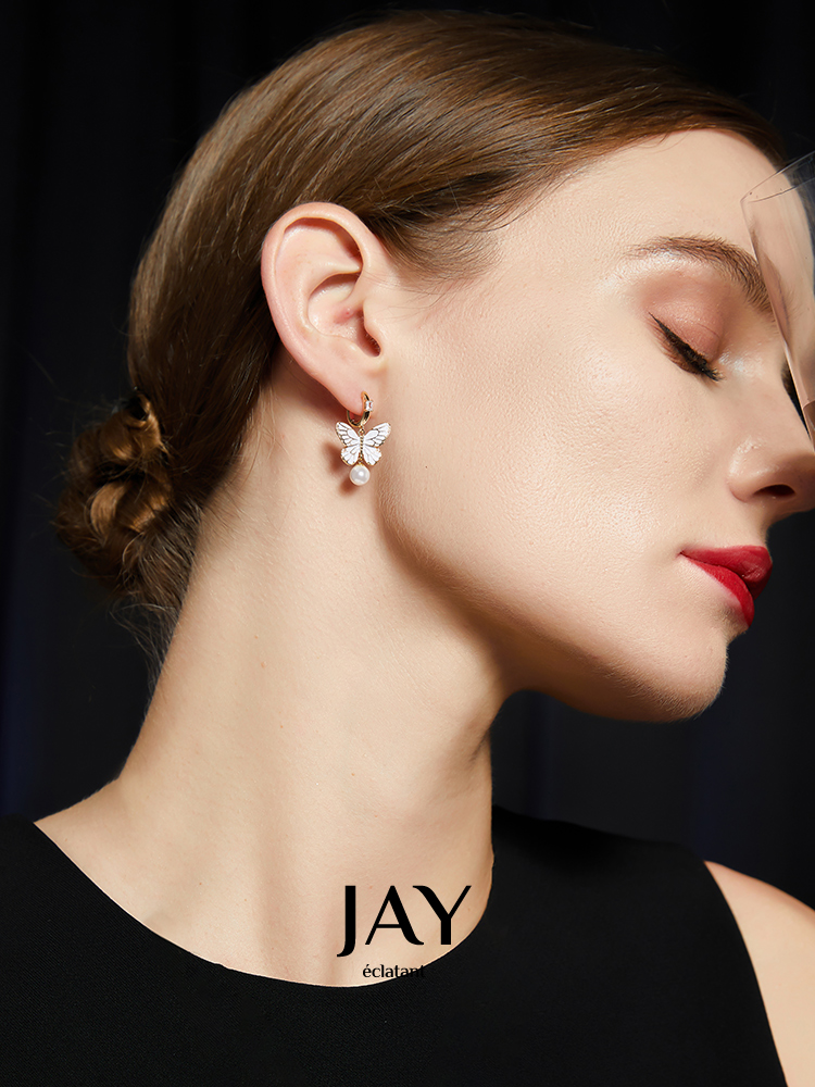Jay Butterfly Earrings Elegant Classy Elegant Suitable for round Faces Earrings Female Summer Niche Style Unique Earrings Ear Ring