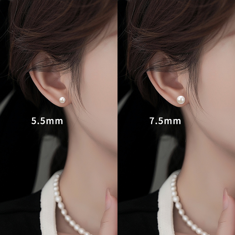 999 Sterling Silver Natural Freshwater Pearl Ear Studs Women's Minimalist Elegant Ear-Caring Earrings Retro Affordable Luxury Silver Pin Earrings