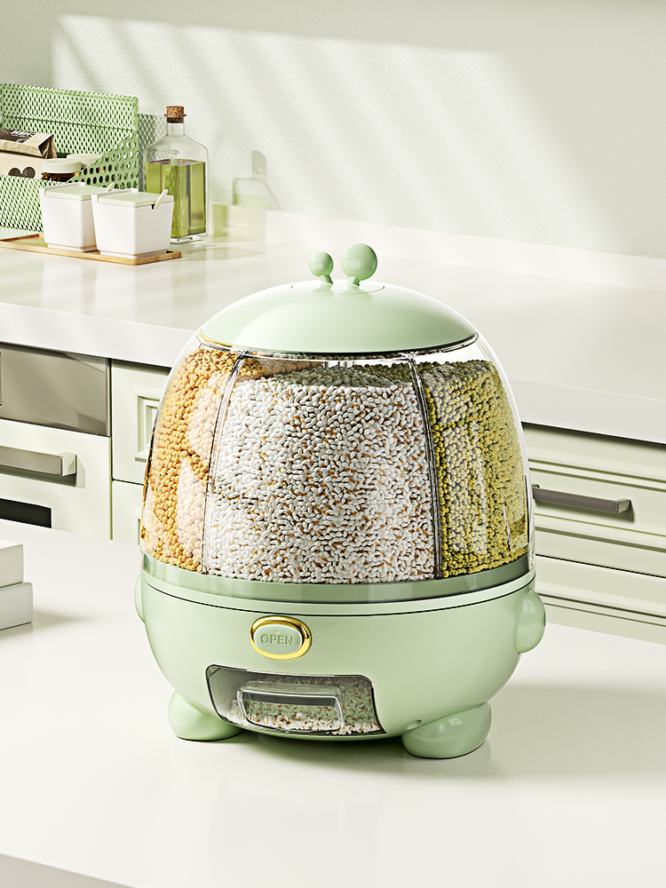Rotating Food-Grade Divider Household Rice Bucket Storage Box