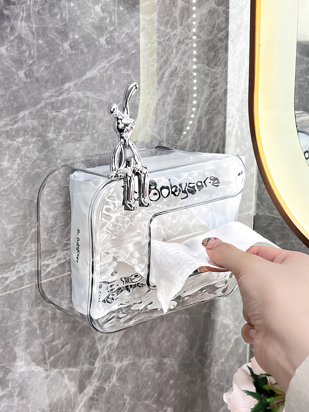 Kitchen Wet Tissue Storage Box Wall-Mounted Punch-Free Baby Wet Tissue Rack Storage Rack Bathroom Tissue Box