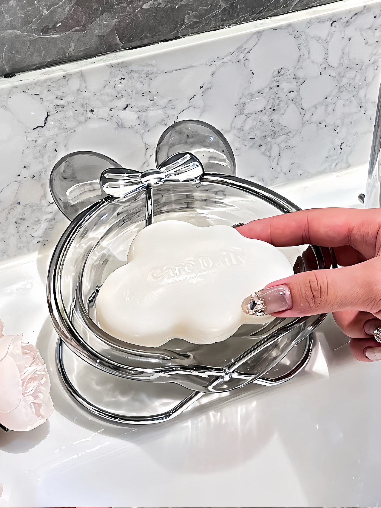 Accessible Luxury Soap Dish Soap Rack Toilet Bathroom Punch-Free Washstand Draining Rack Home Storage Gadget