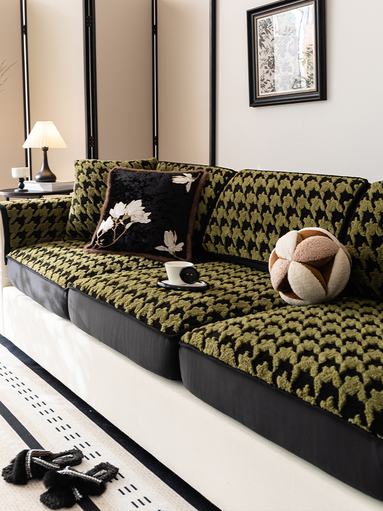 Shu Cotton Velvet Thickened Sofa Sets All Year Round Neutral All-Inclusive Non Slip Anti-Scratching Leather Sofa Special Cushion