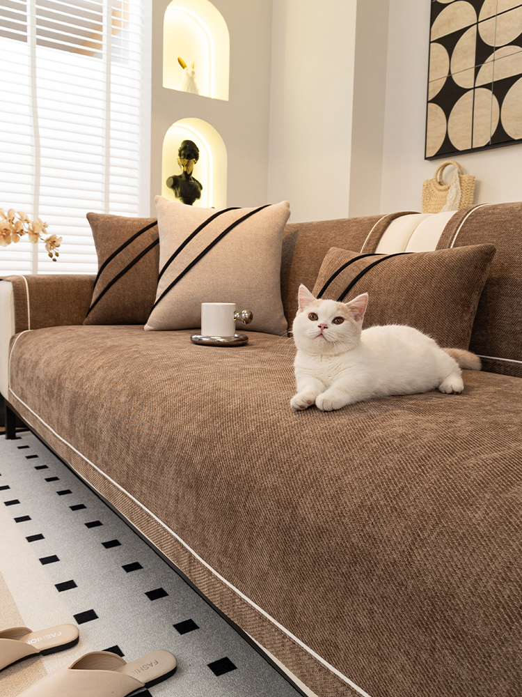 American Retro Sofa Cushion 2025 New Arrival Fixed Non Slip Leather Sofa Cover Chenille Fancy Sofa Cover Cloth
