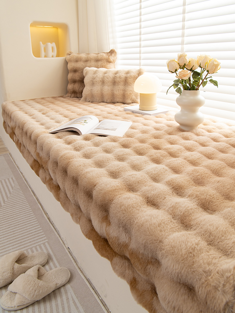 2025 New Arrival Window Cushion Ledge Cushion Balcony Thick Mat Winter Warm Flannel Blanket Internet Celebrity Bunny Cashmere Cushion Blanket Table