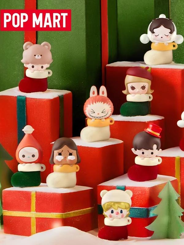 PopMart Pop Mart Cute Grain Christmas Stockings Series Doll Small Hand-Made Trendy Toy New Year Gift Decoration