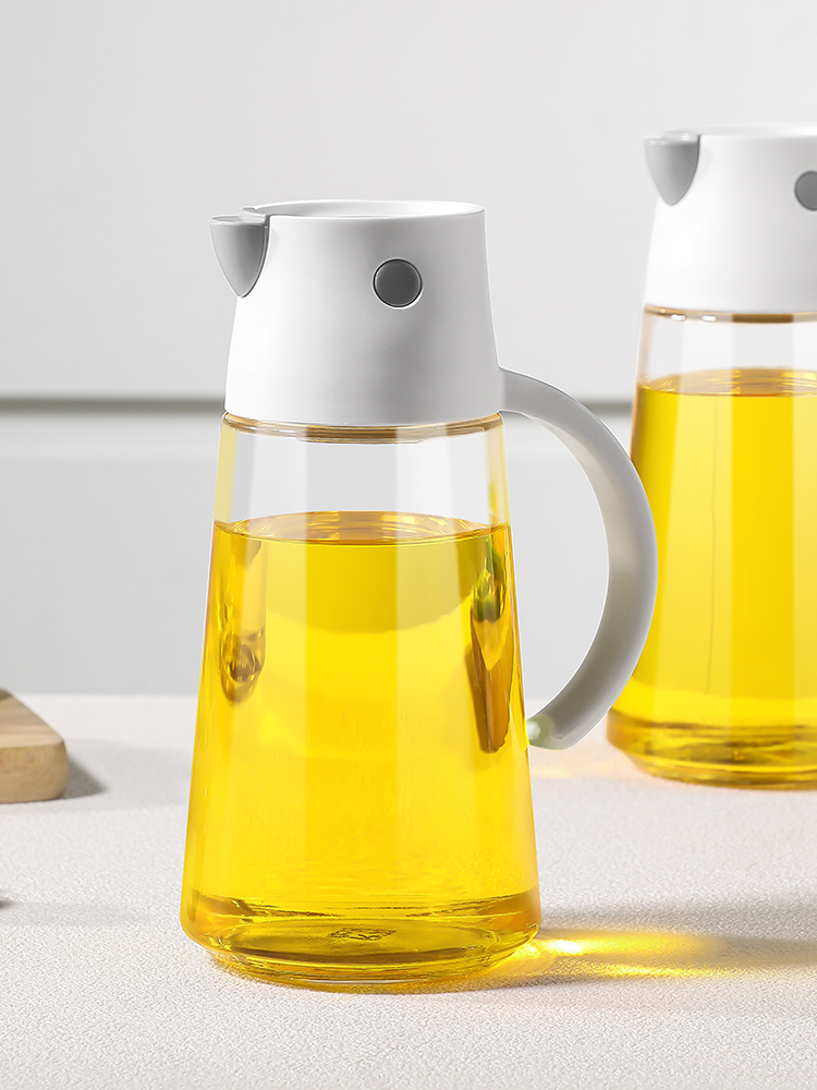 Glass Oiler Automatic Opening and Closing Oil Bottle For Home Kitchen Leakproof Oil Pot Pot Gravity Soy Sauce and Vinegar Seasoning Bottle Container
