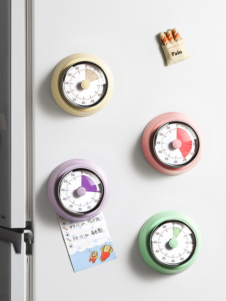 Mechanical Timer Kitchen Cooking Dedicated Alarm Clock Timing Reminder Visual Countdown Sticker Refrigerator Magnetic Suction