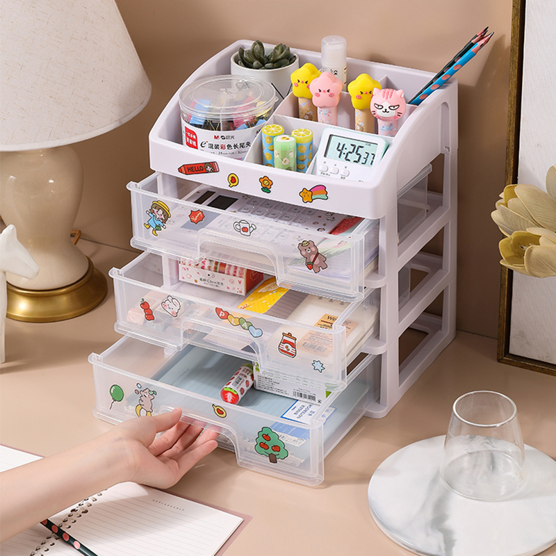 Stationery Transparent Cosmetics Storage Box Desktop Drawer Lipstick Cosmetic Case Dressing Table Makeup Brush Dormitory Racks