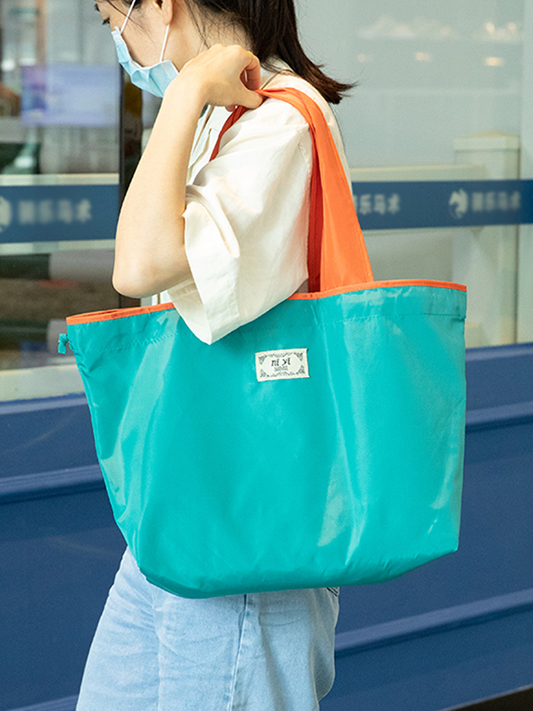 New Arrival Large Capacity Foldable Shopping Bag Waterproof Buggy Bag Portable Supermarket Grocery Bag Drawstring Environmental-Friendly Tote Bag