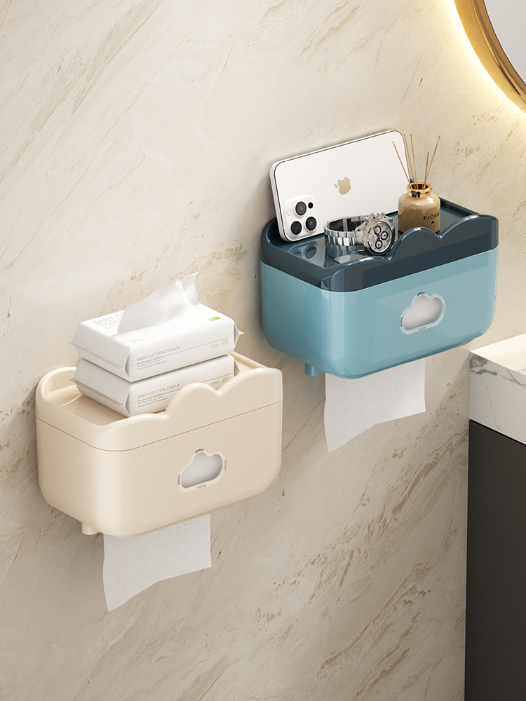 Cream Fengyunduo Toilet Toilet Paper Box Domestic Toilet Tissue Box Waterproof Tissue Paper Roll Paper Wall-Mounted Punch-Free