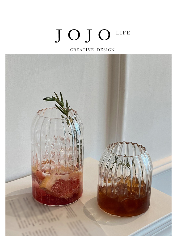 Jojo's L. Pd. Monte. Borosilicate Vertical Stripe Glass Cool Drinks Cup Water Cup Coffee Cup Longmont