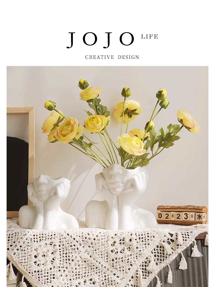 Jojo's L. Pd. Genie. Vase Nordic Minimalist Style Accessible Luxury Ceramic Flower Arrangement Entrance Decoration | Elf