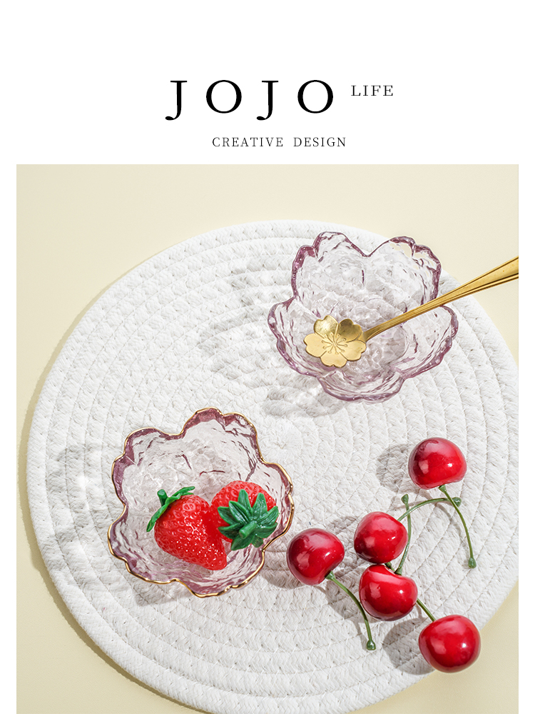 Jojo's L. Pd. Green. Sauce Dish For Home Japanese Minimalist Glass Cherry Blossom Hammer Patterned Bowl and Dish | Green Classic