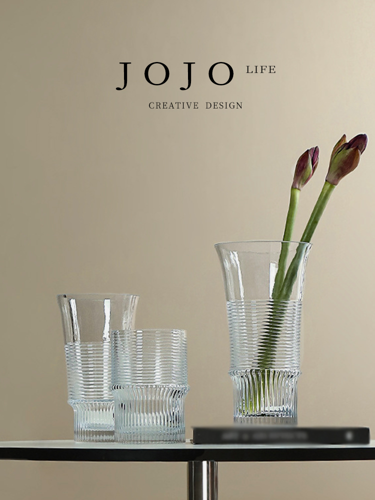 Jojo's L. Pd. Belle. Transparent Straight-leg Thread Glass Vase Decoration Living Room Decorations Thread Three-Dimensional