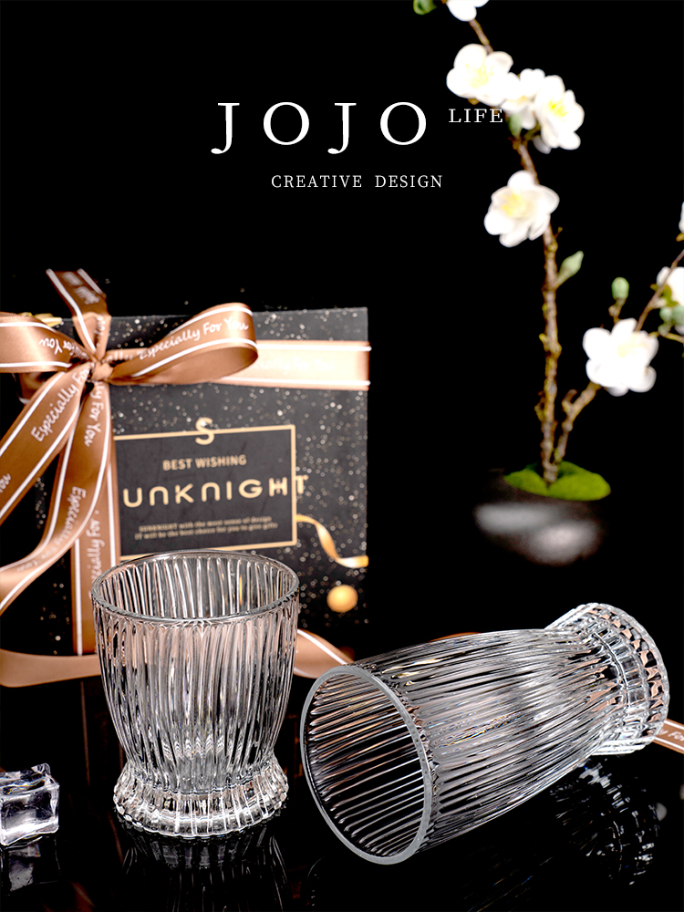 Jojo's L. Pd. Rachel · Cup Set Home Crystal Glass Small Thin Waist Vertical Stripe Cup | Ruixue
