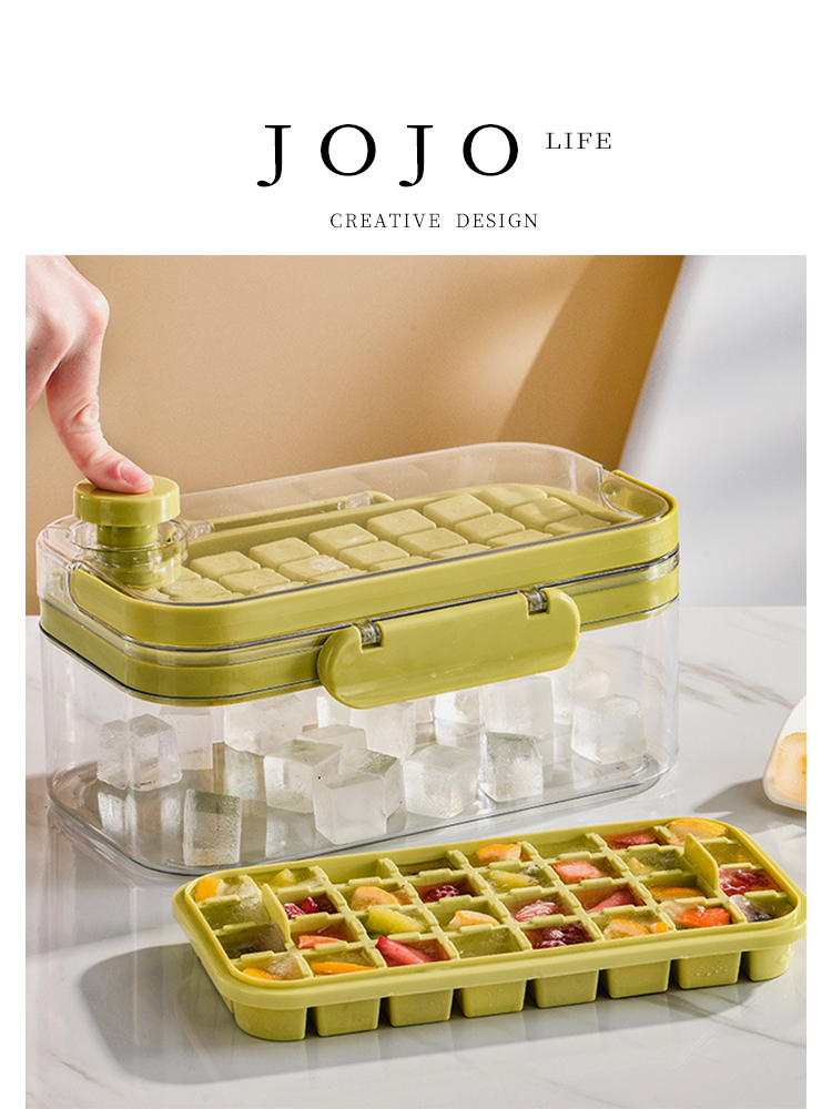Jojo's L. Pd. Samlah. Silicone Press Ice Box Single Double Layer Square Ice Cube Mold Satchel