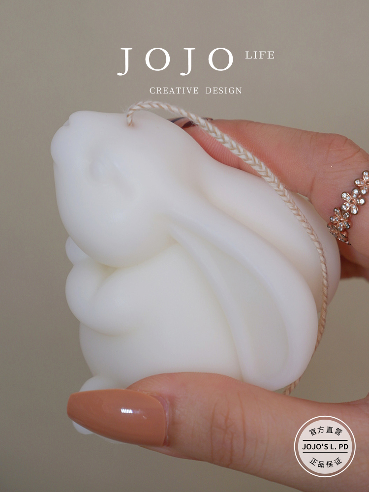Jojo's L. Pd. Mr. Grocery. Aromatherapy Candle Holding Hand Bunny Natural Soy Wax Fragrance | on the Other Side