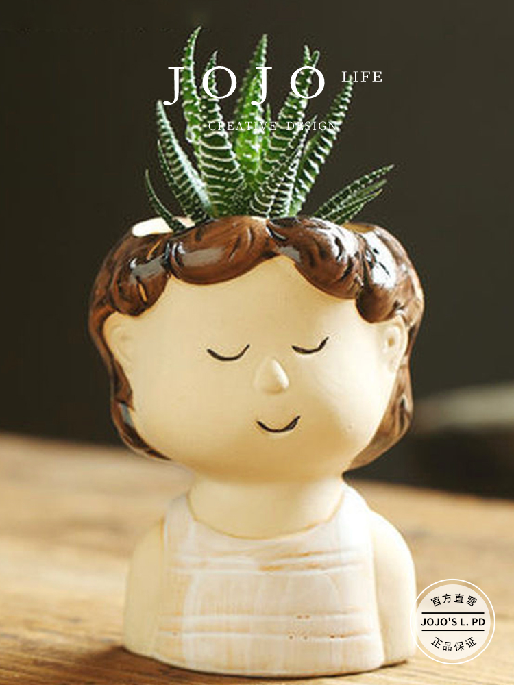 Jojo's L. Pd. Report. Flower Pot Ceramic Cute Doll Shape Korean Style Hand-Painted Creative | Live Newspaper