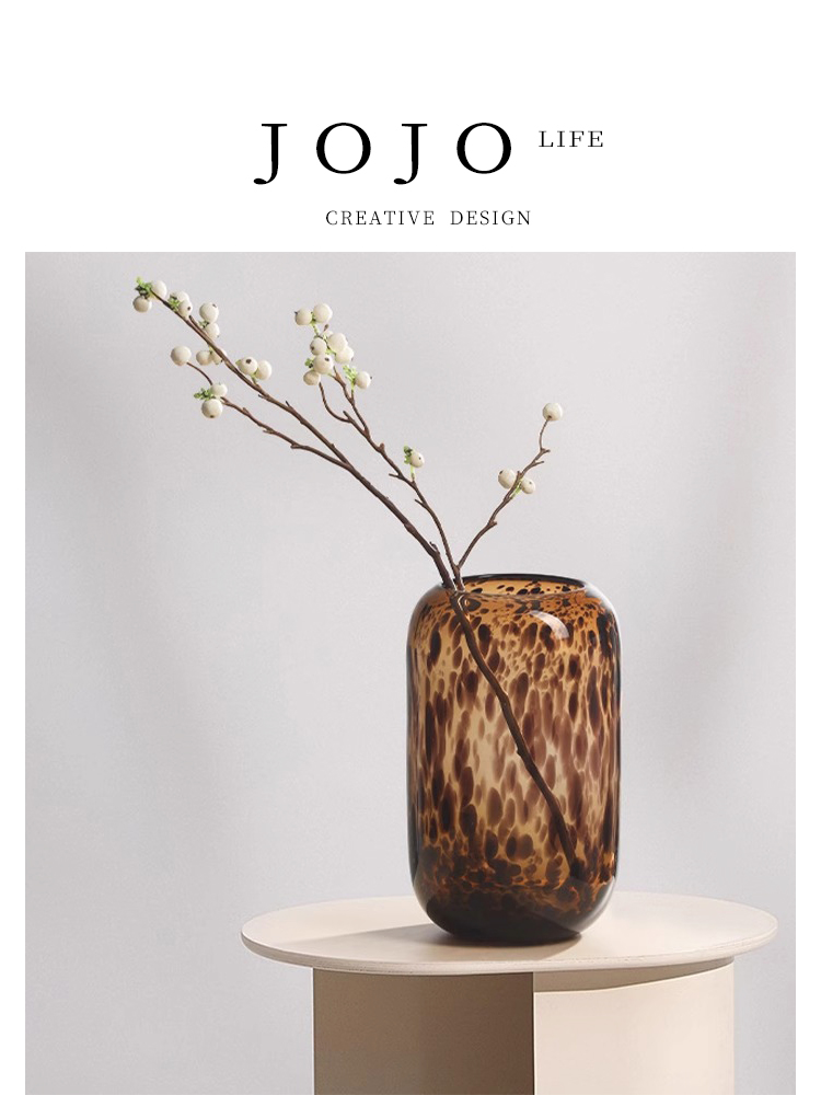 Jojo's L. Pd. Eternal. Vase Amber Leopard Print Glass Flower Decoration Home | Eternal