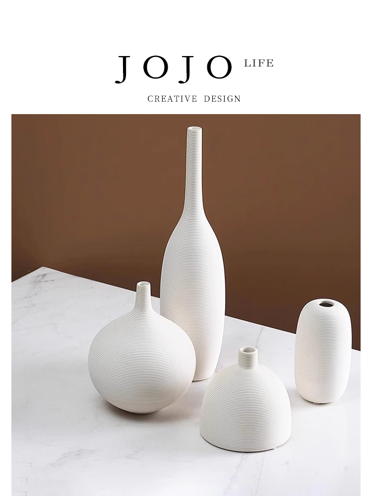 Jojo's L. Pd. Plain. Vase Minimalist White Plain Embryo Ceramic Dried Flower Home Decoration | Plain Roast